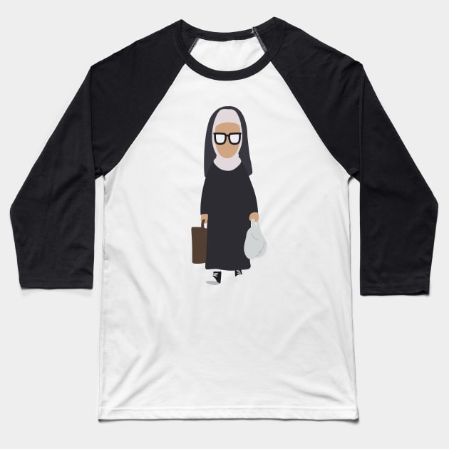 Nun Tina Baseball T-Shirt by gray-cat